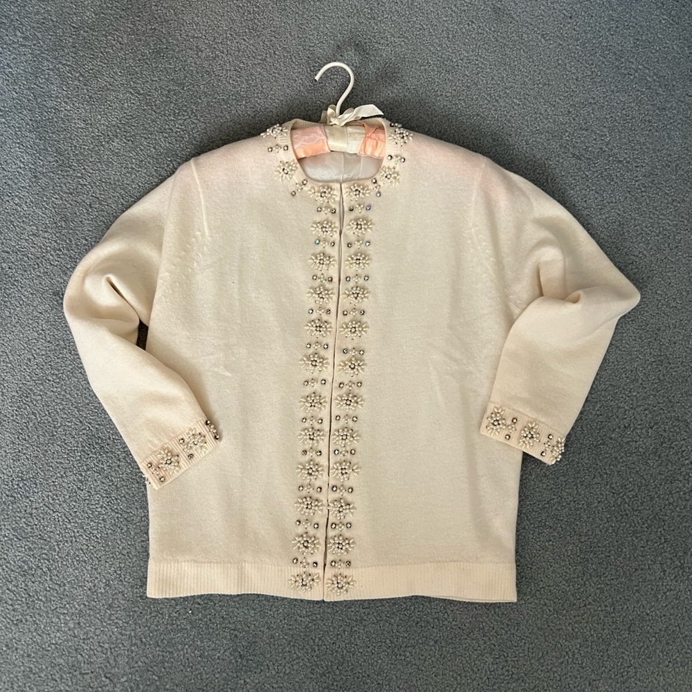 Elegant Cream Cardigan with Embellishments
